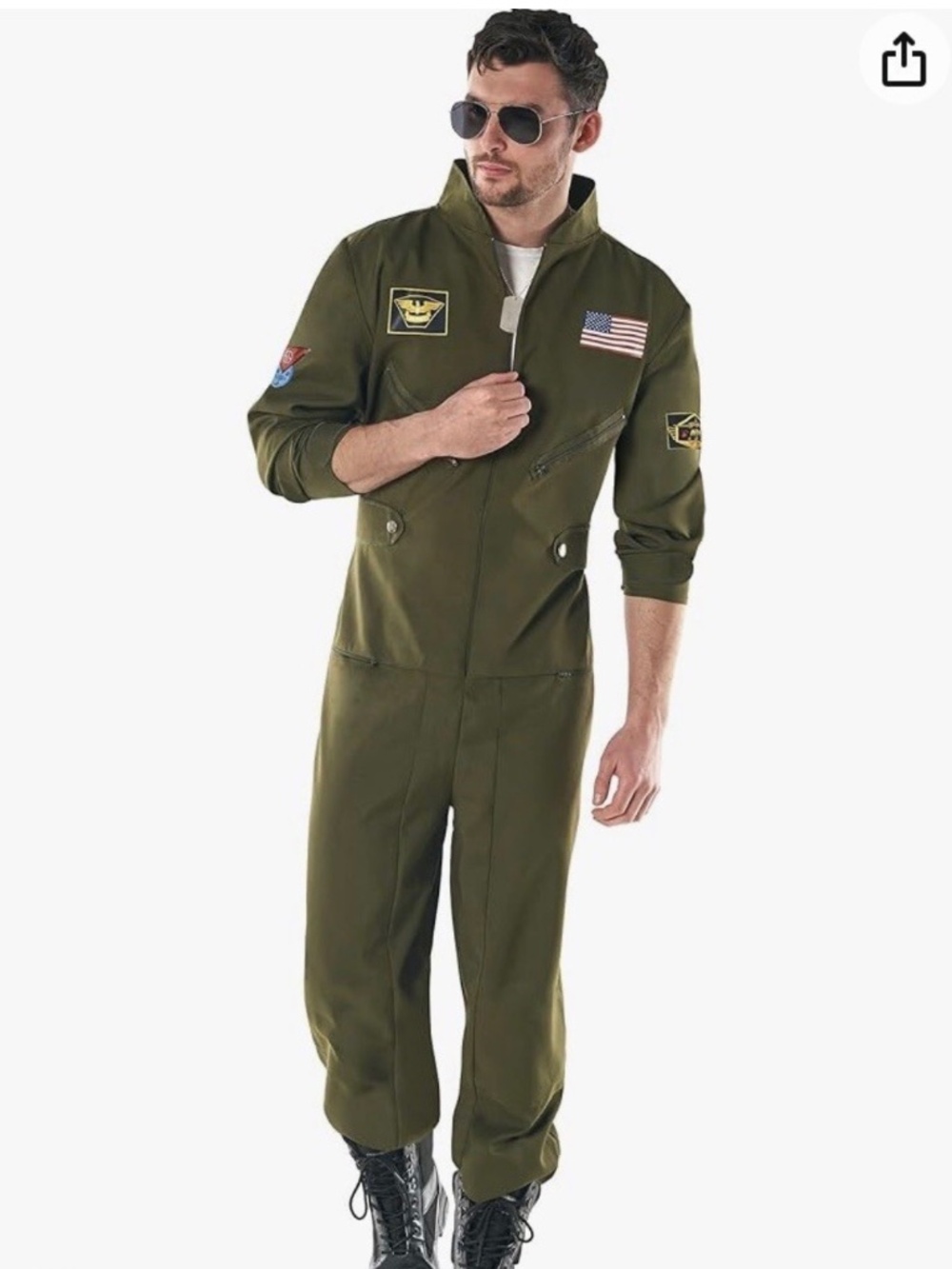 Morph Costumes Fighter Pilot Jumpsuit Costume Top Gun Halloween Sz Large